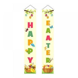 Easter Decorations Porch Sign Set, Welcome Happy Easter Hanging Banners